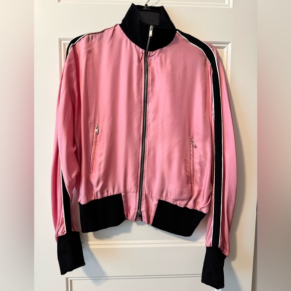Robert Rodriguez 100% Silk Pink 
Track Jacket - Picture 1 of 9